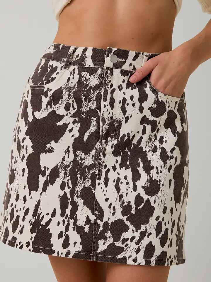 Cow Animal Print Stretchy Mini Skirt
