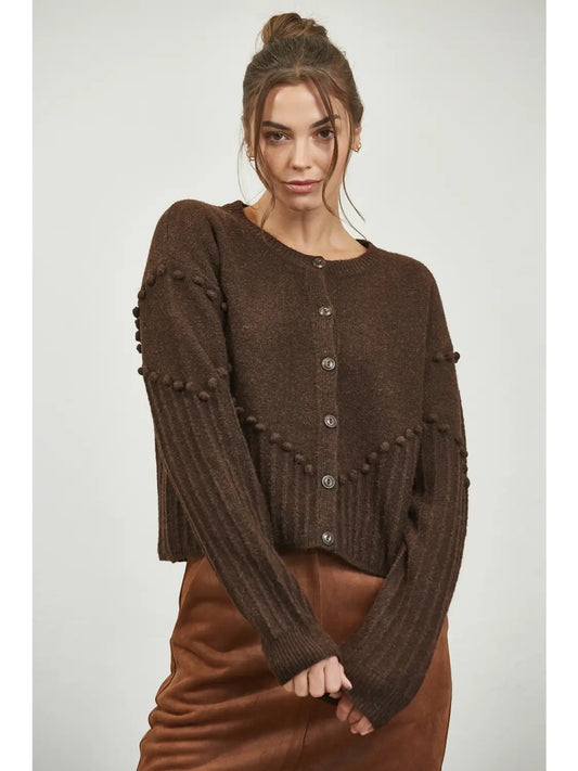 Pom Pom Detail Oversized Sweater Cardigan