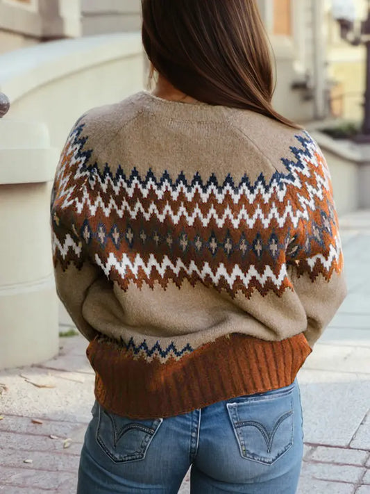 Western Fair Aisle Print Crew Neck Sweater