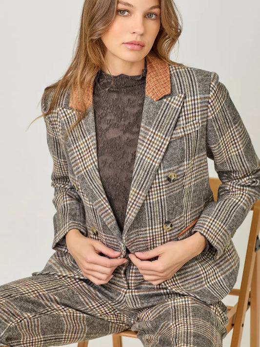 Plaid Double Breasted Blazer