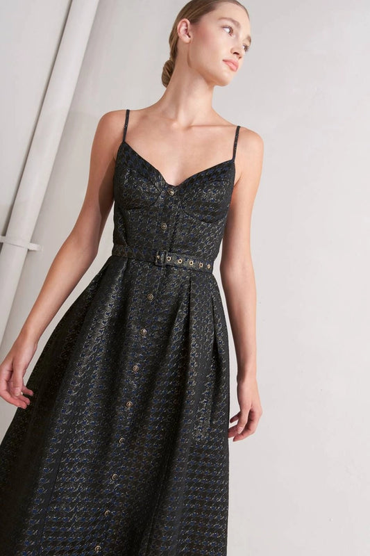 A Textured Woven Midi Dress