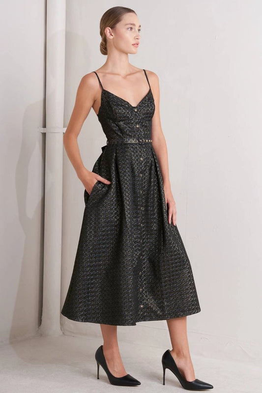 A Textured Woven Midi Dress