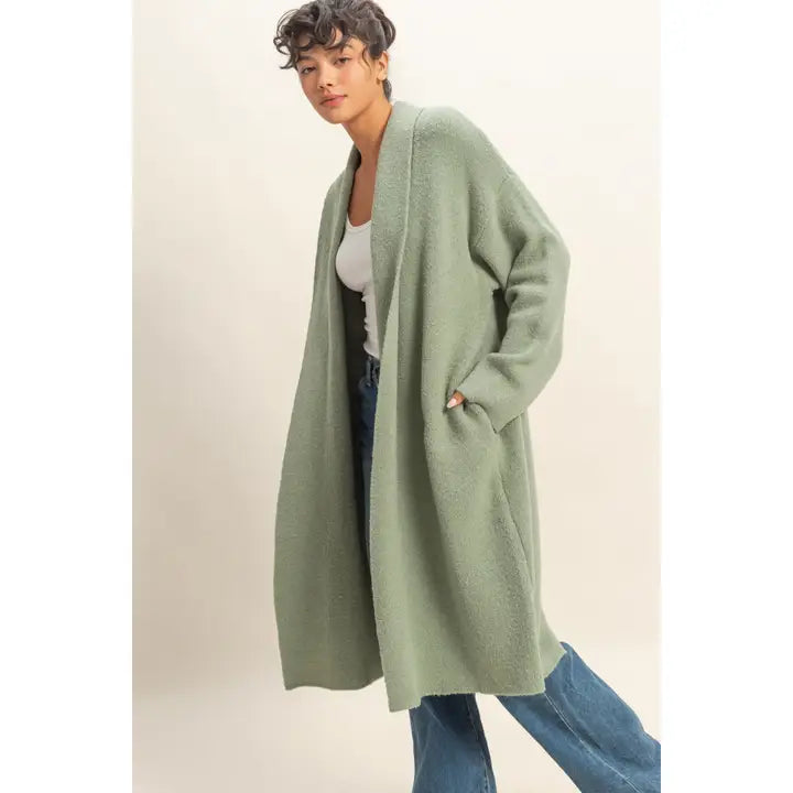 Sage Green Duster Sweater