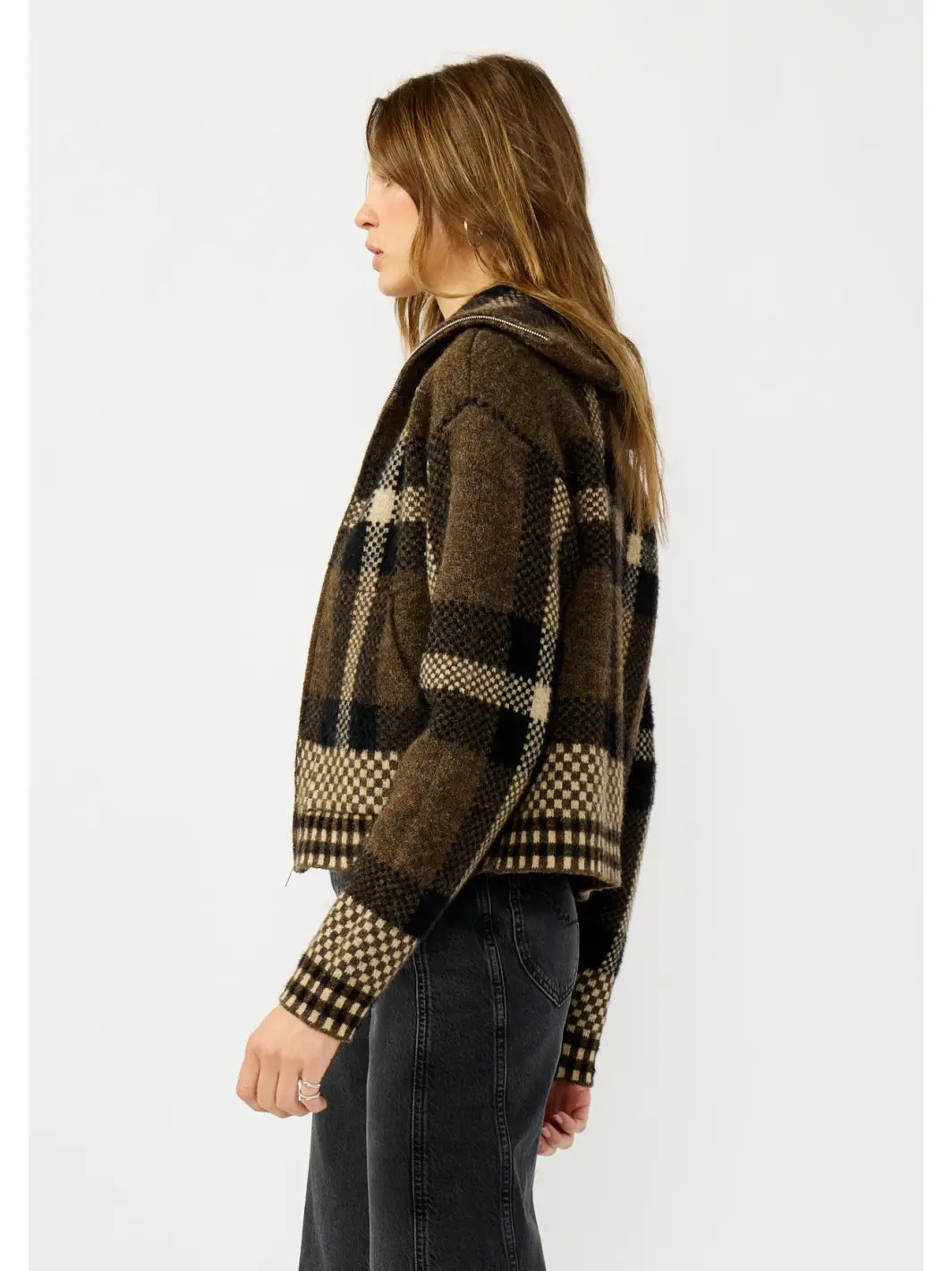 Plaid Bomber Sweater