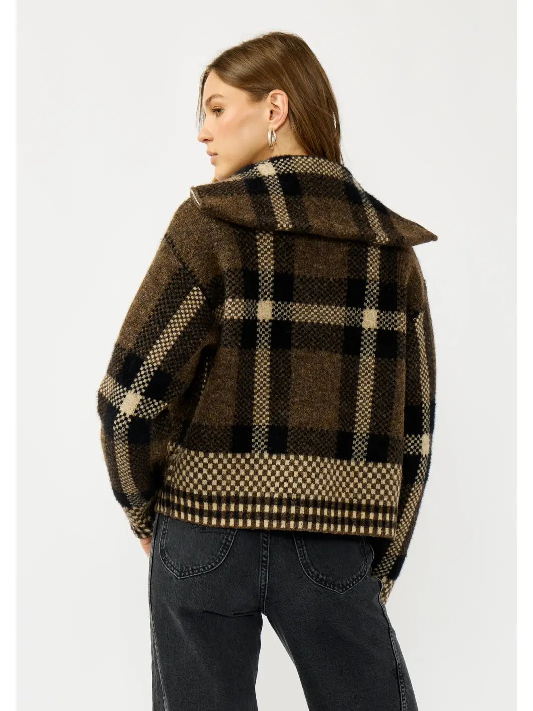 Plaid Bomber Sweater