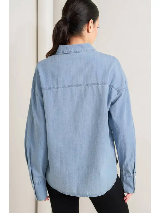 Chambray Pearl & Rhinestone Top