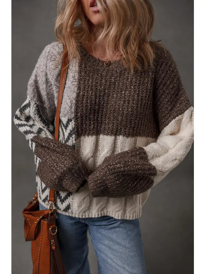 Color Block Patchwork Sweater