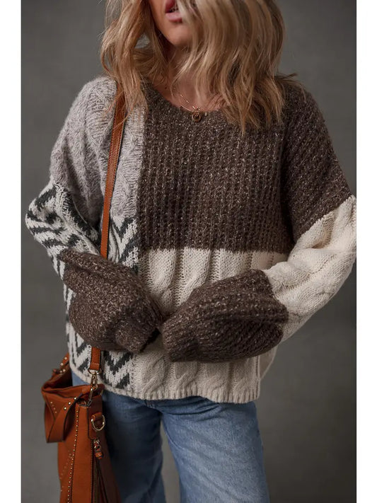 Color Block Patchwork Sweater