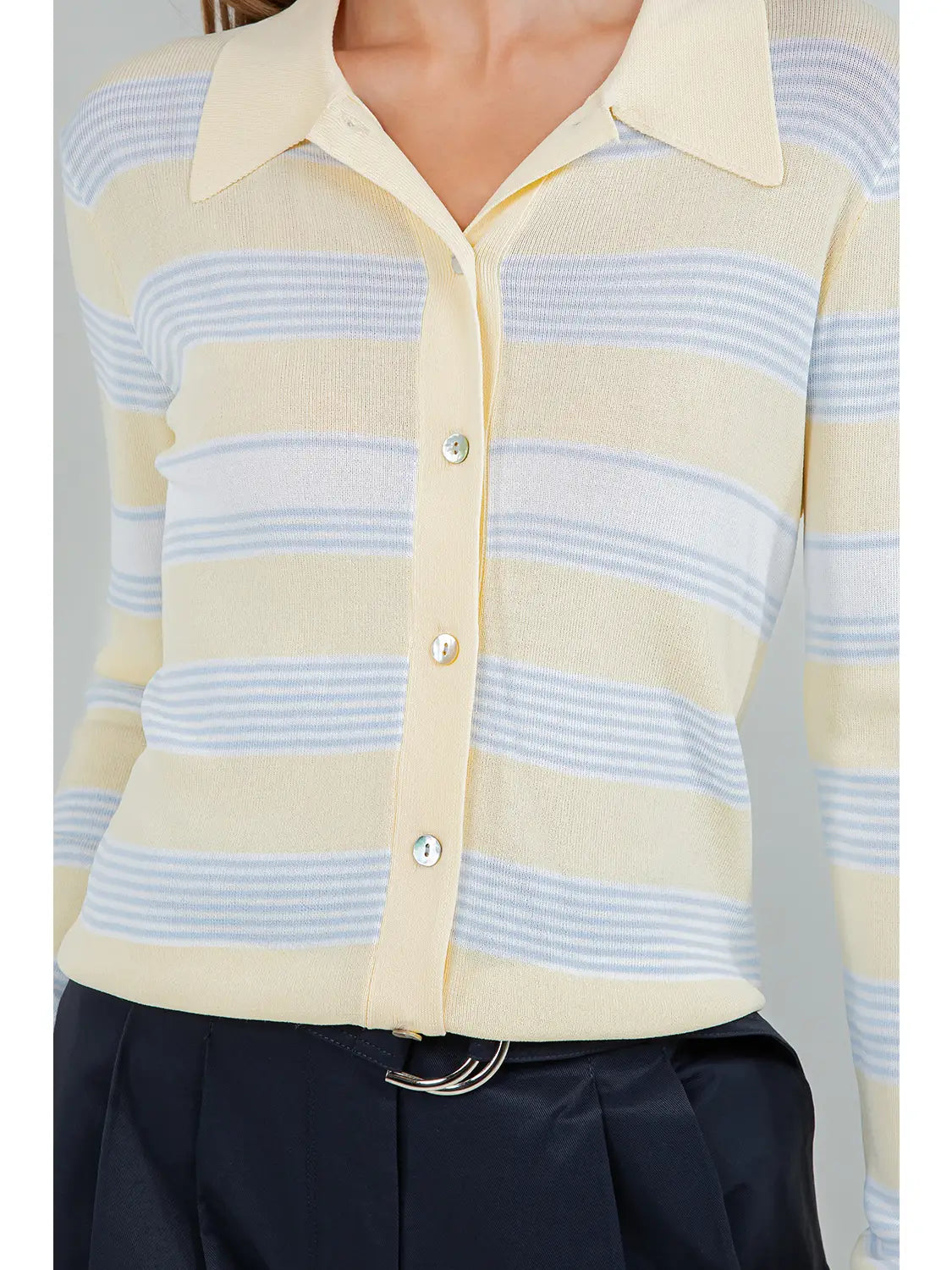 Butter Yellow Striped Cardigan