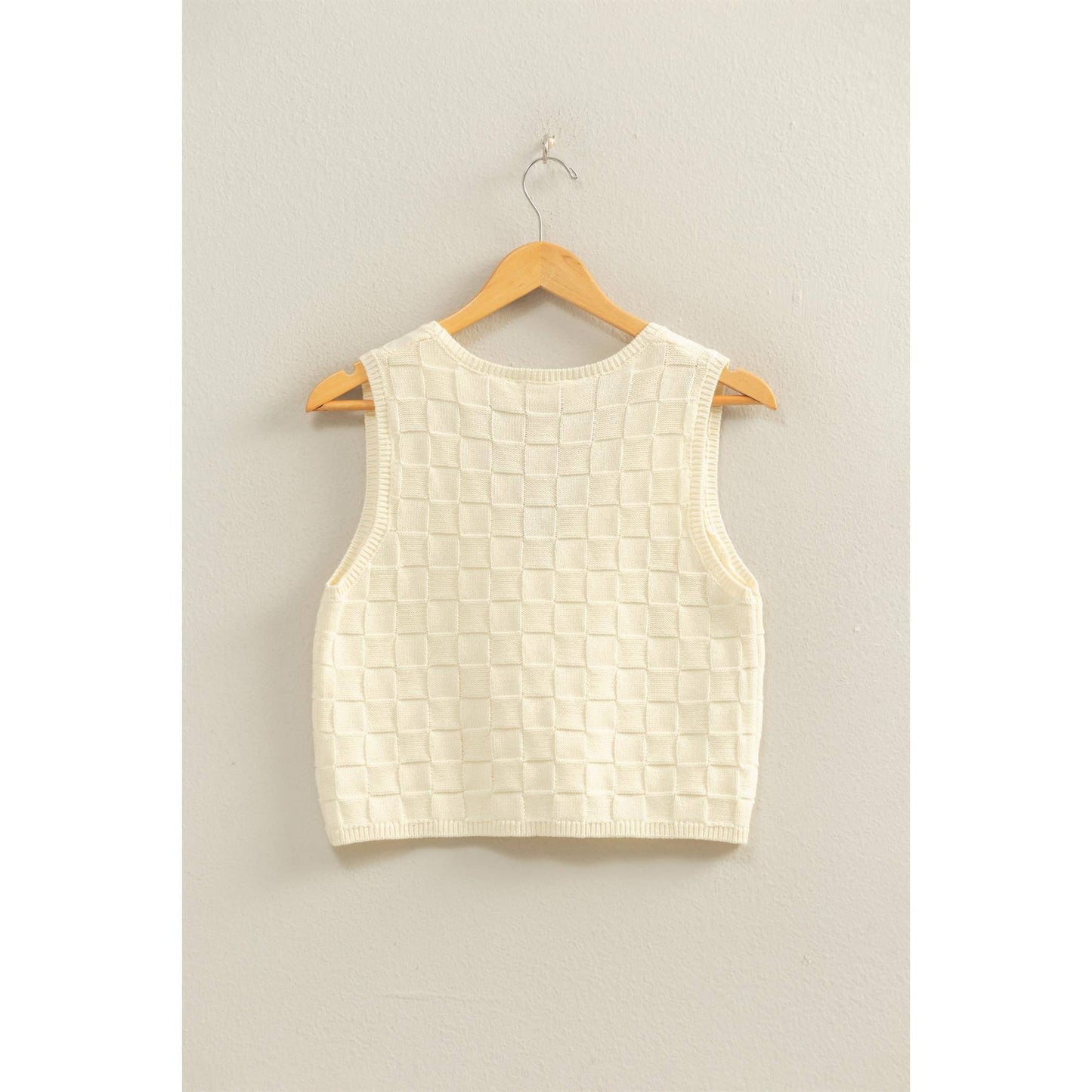 Basket Weave V-Neck Sleeveless Vest