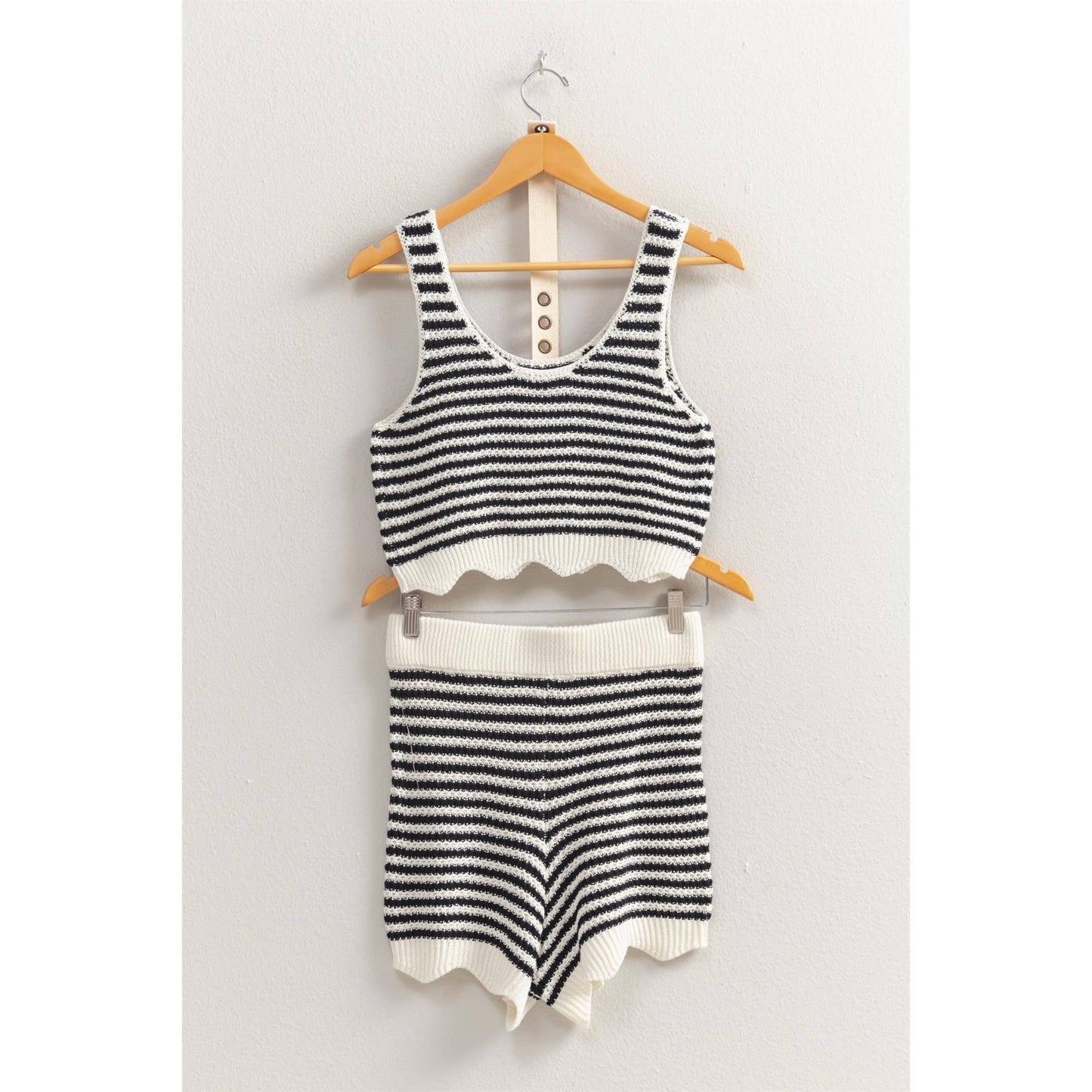 Striped Sleeveless Tank And Shorts Set