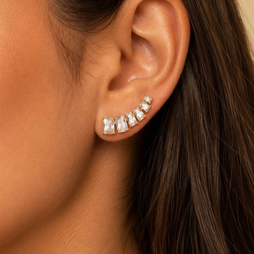 Pre-Order Emerald Ear Climber Earring