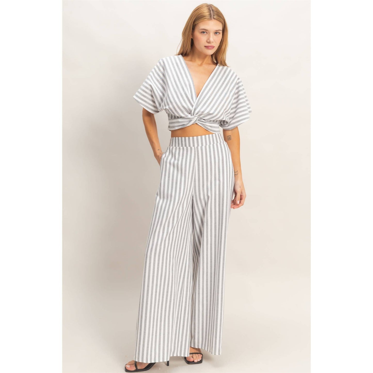 Striped Twist Front Top & Pants