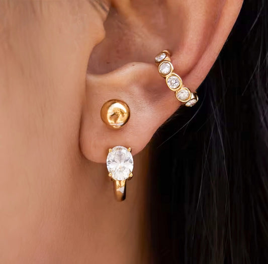 Gold Stud and Oval Earring