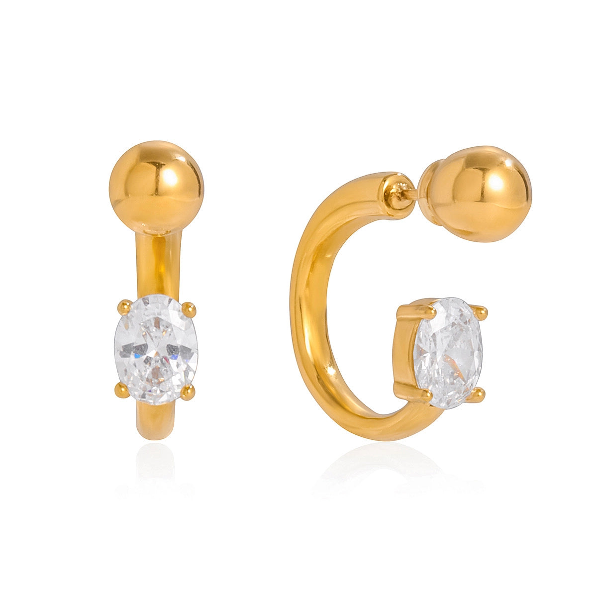 Gold Stud and Oval Earring