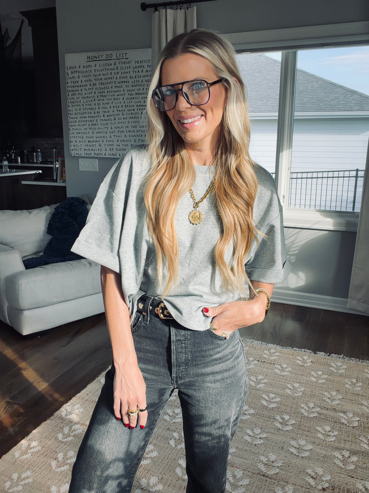 Boxy Grey Staple Tee