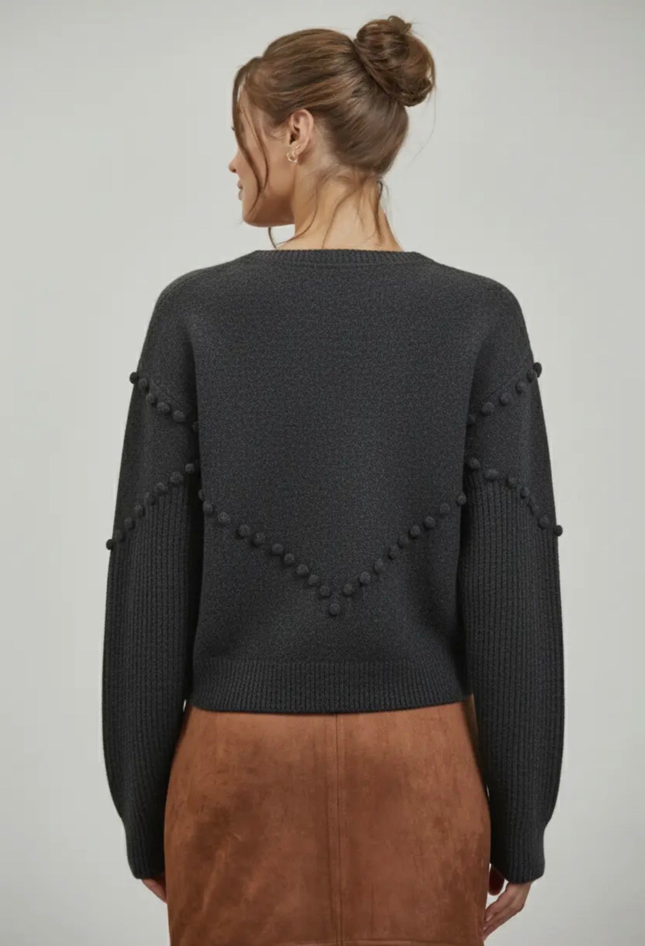 Pom Pom Detail Oversized Sweater Cardigan