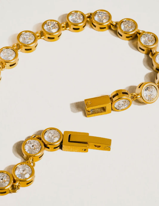 18k plated bezel tennis bracelet