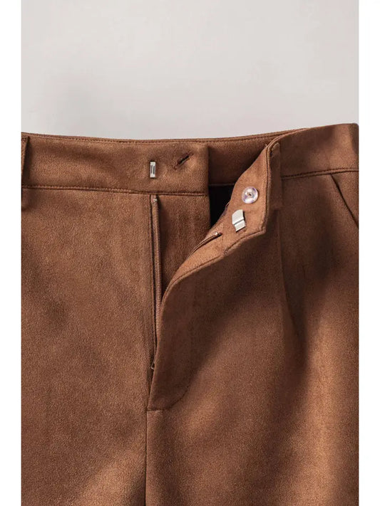 Suede High-Rise Tailored Shorts