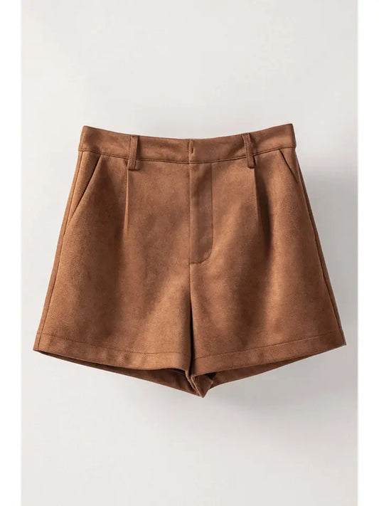 Suede High-Rise Tailored Shorts