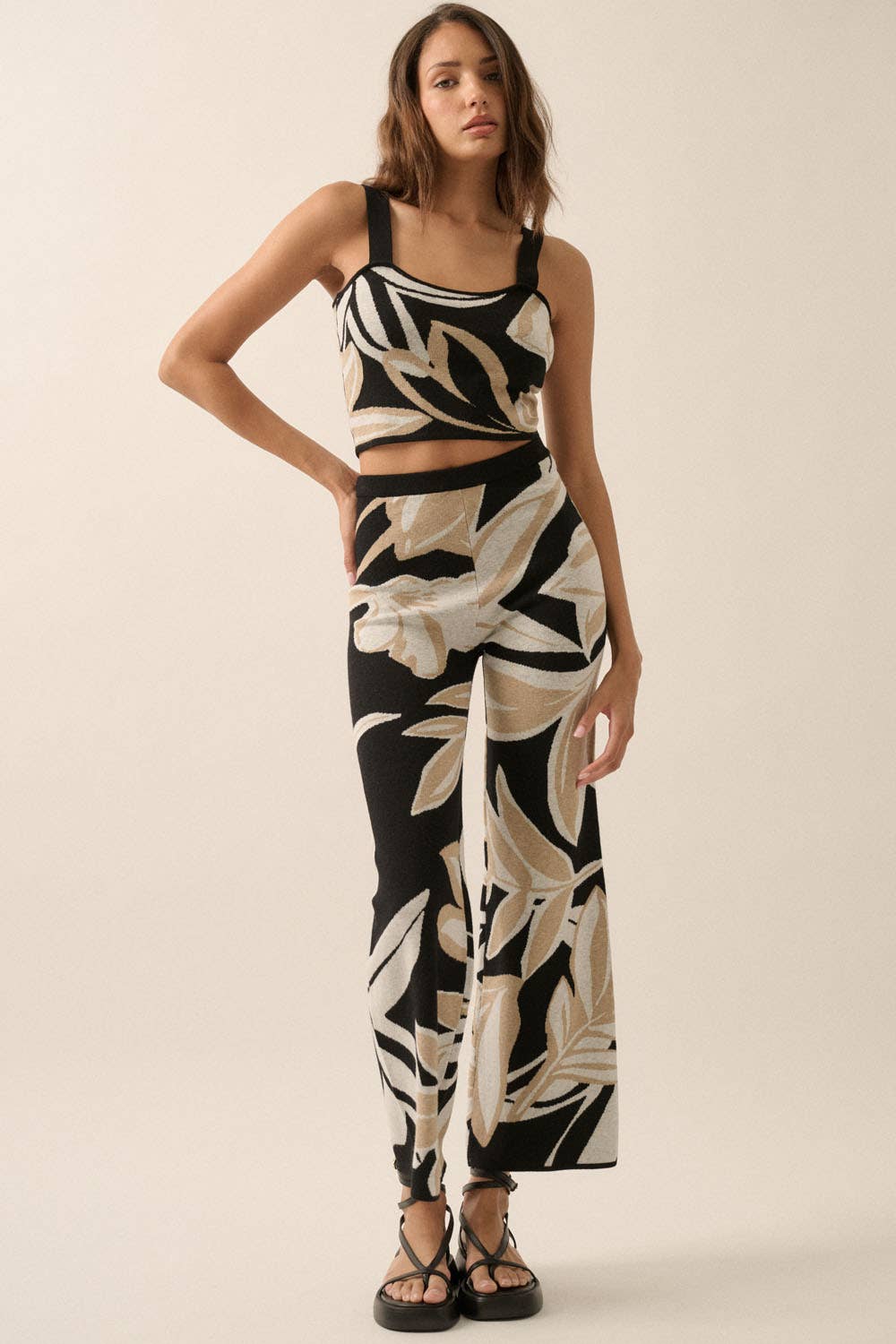 Floral Jacquard Knit Set