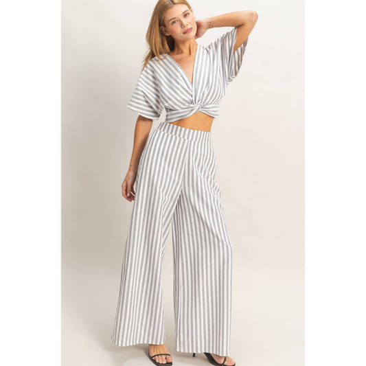 Striped Twist Front Top & Pants