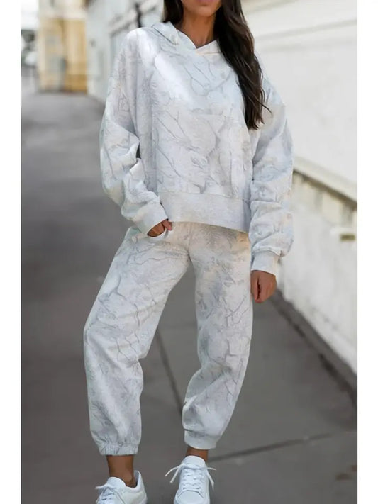 Pre-Order Mixed Abstract Print Hoodie & Pants Set