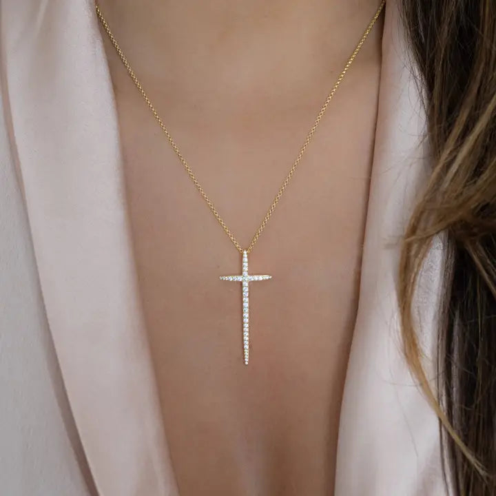 Elongated Cross Necklace