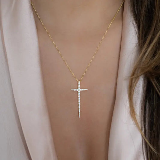 Elongated Cross Necklace
