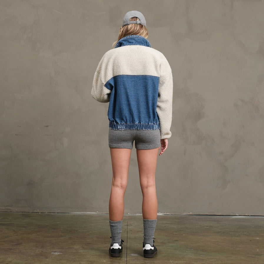 Teddy Denim Snap-Up Jacket