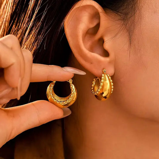Beaded Hoop Earring Waterproof