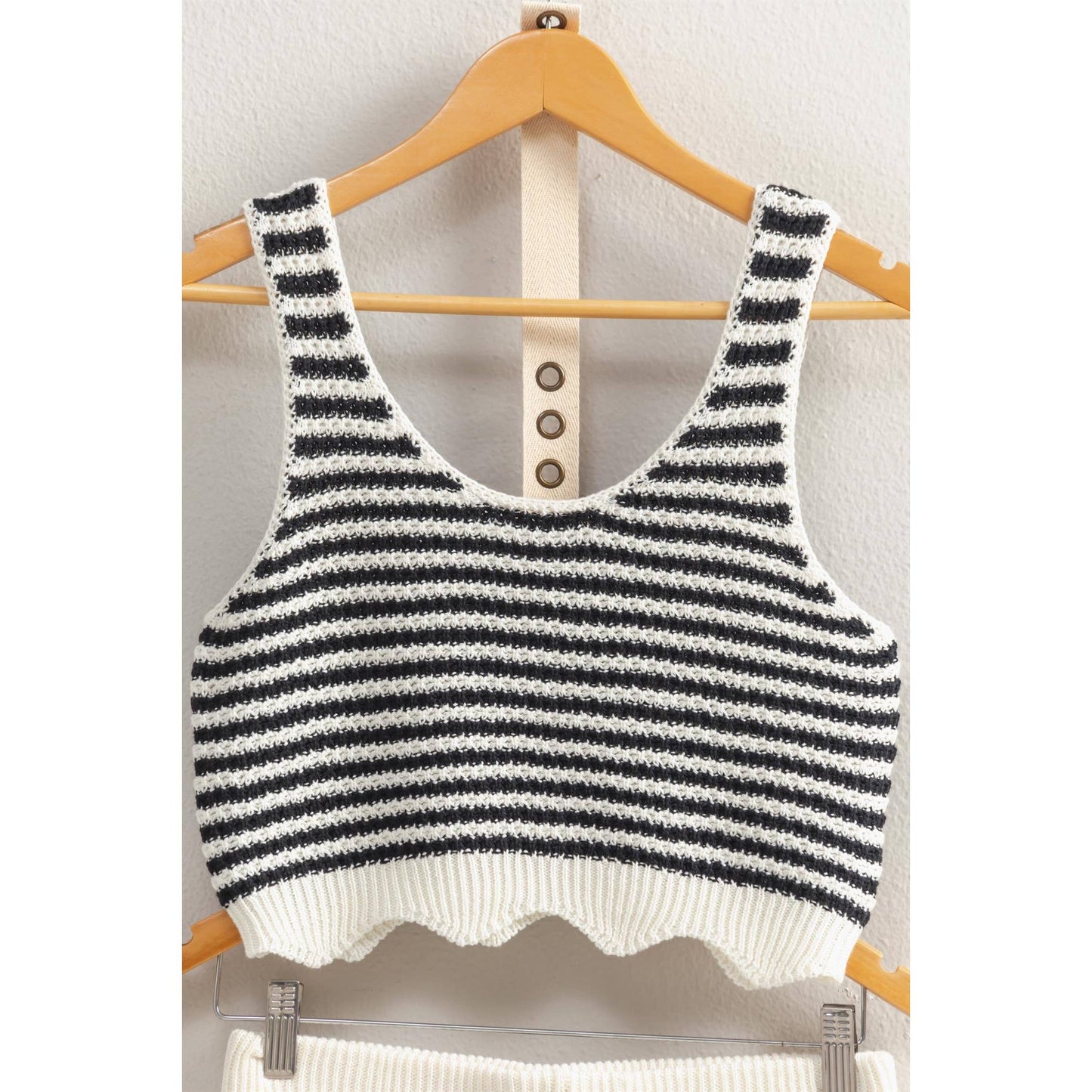Striped Sleeveless Tank And Shorts Set