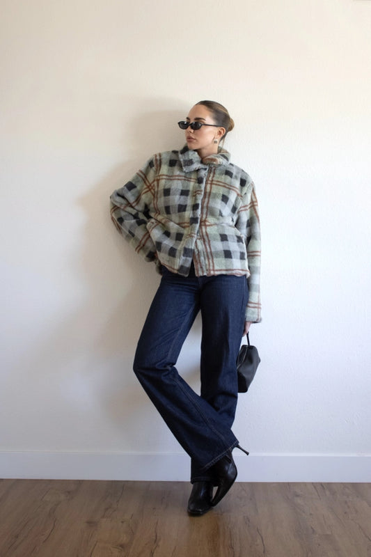 Plaid Faux Fur Jacket