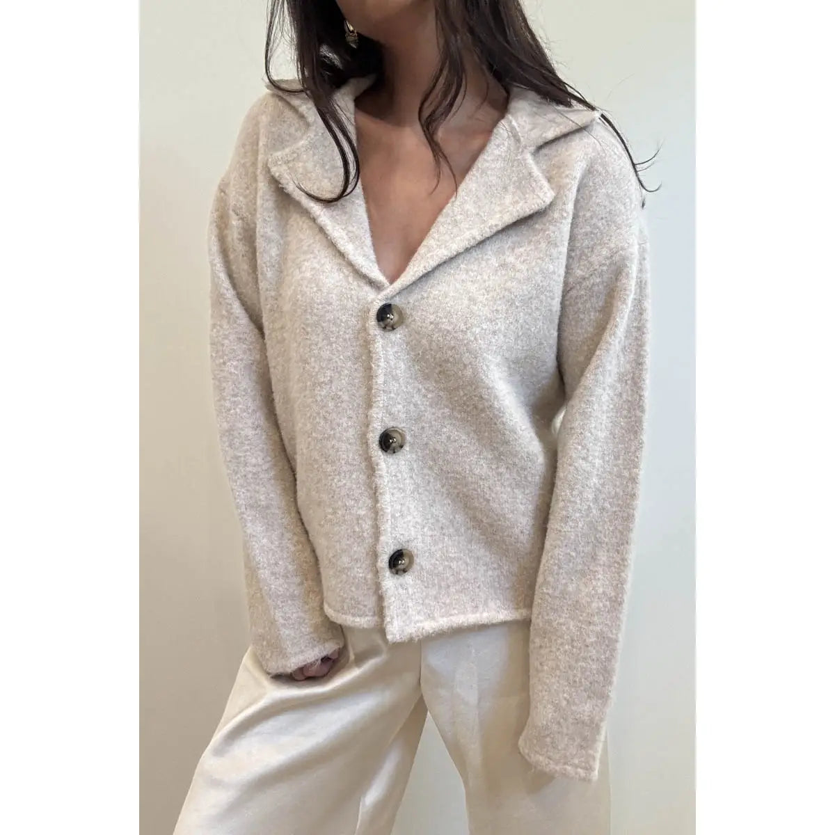 Knitted Lapel Collar Jacket