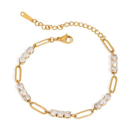 Trio Zircon Paperclip Bracelet