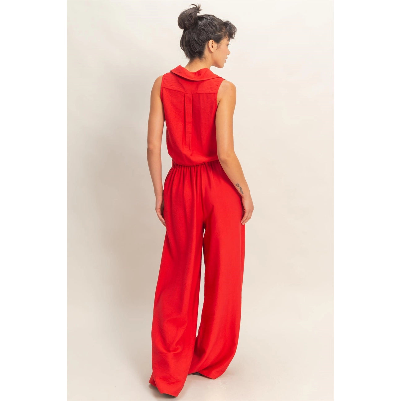 Red Button Front Vest & Pants Set