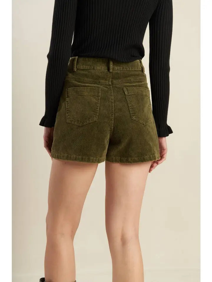 Olive Washed Corduroy Skort