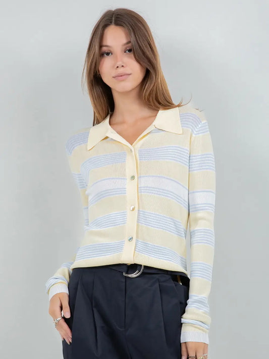 Butter Yellow Striped Cardigan